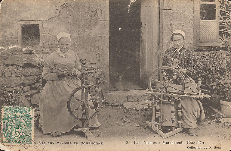LA VIE AUX CHAMPS  EN BOURGOGNE - 18 - LES FILEUSES A MARCHESEUIL (COTE-D'OR)