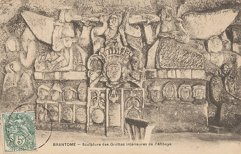 BRANTOME - SCULPTURE DES GROTTES INTERIEURES DE L'ABBAYE