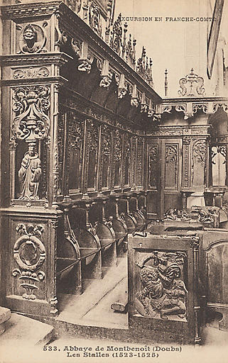 EXCURSION EN FRANCHE-COMTE - 533. ABBAYE DE MONTBENOIT (DOUBS). LES STALLES (1523-1525)