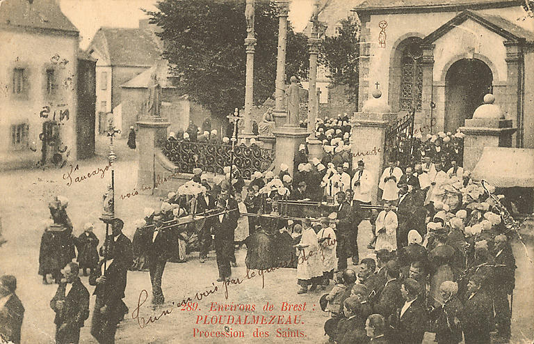 289 ENVIRONS DE BREST : PLOUDALMEZEAU. PROCESSION DES SAINTS