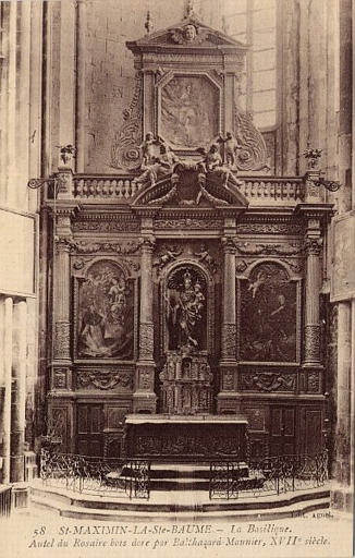 Saint-Maximin la Sainte-Baume : La Basilique - Autel du Rosaire bois dor, par Balthazard Maunier, 17e siècle