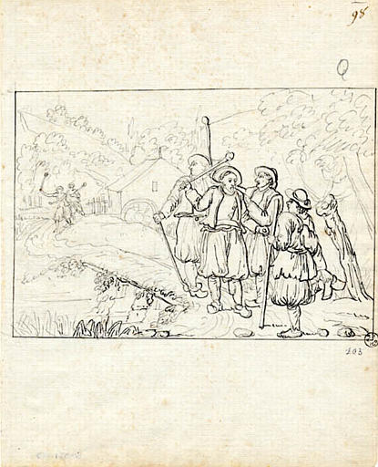 Corentin vient au secours du mendiant Gildas menacé par Jaouen et le tailleur (titre factice)