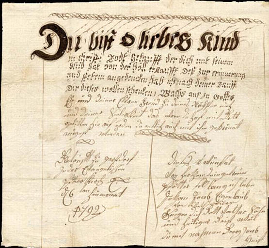 Du bist o liebes Kind (titre inscrit, allemand, gothique)