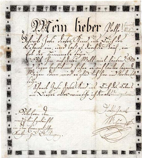 Mein lieber Pathe! (titre inscrit, allemand, gothique)