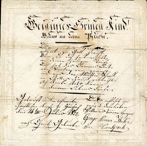 Getauftes Christen Kind! (titre inscrit, allemand, gothique)