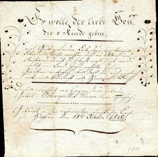 Es wolle der liebe Gott (titre inscrit, allemand, gothique)