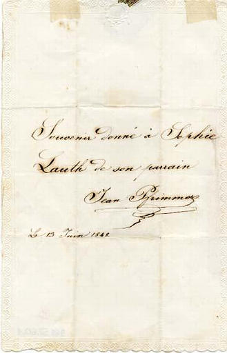 Souvenir donné à Sophie (titre inscrit)