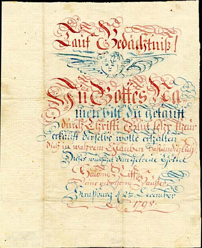 Tauf Gedächtniß! (titre inscrit, allemand, gothique)