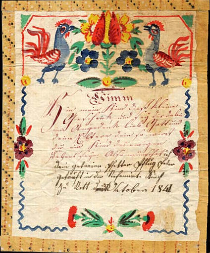 Nimm / hin mein Kind (titre inscrit, allemand, gothique)