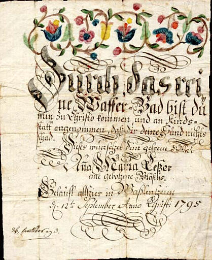 Durch das rei= / ne Wasser=Bad (titre inscrit, allemand, gothique)