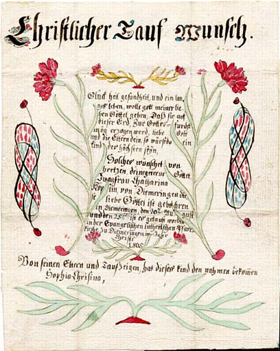 Christlicher Tauf wunsch (titre inscrit, allemand, gothique)