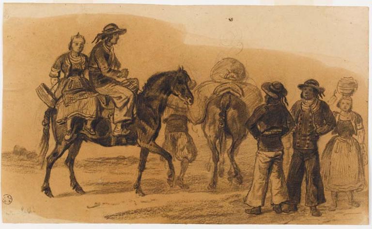 Paysans allant au marché aux environs de Vannes (titre factice)