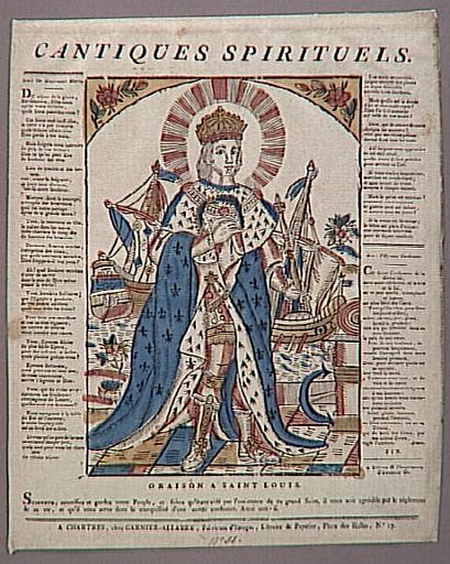 CANTIQUES SPIRITUELS.ORAISON A SAINT LOUIS (titre inscrit)