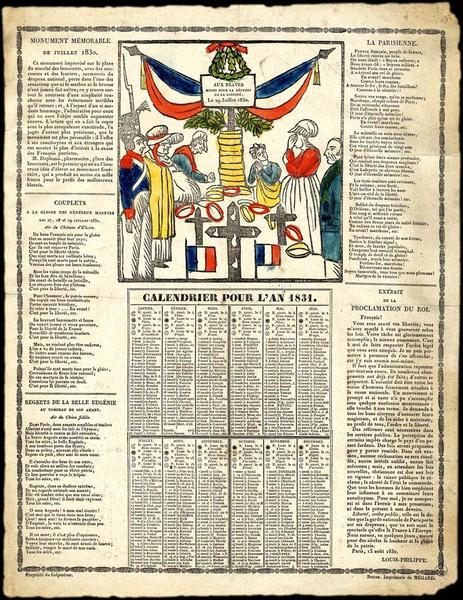 CALENDRIER POUR L'AN 1831. (titre inscrit)