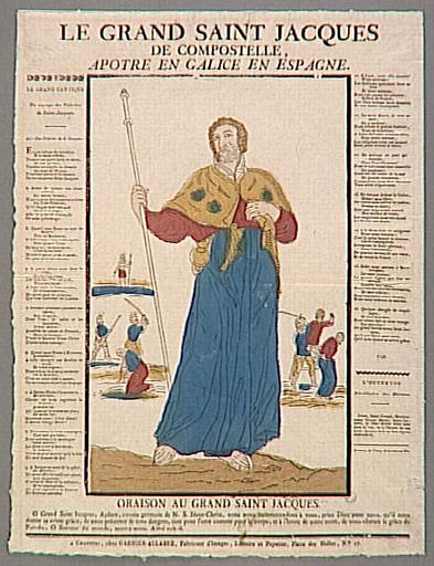 LE GRAND SAINT JACQUES DE COMPOSTELLE, APOTRE EN GALICE EN ESPAGNE. (titre inscrit)