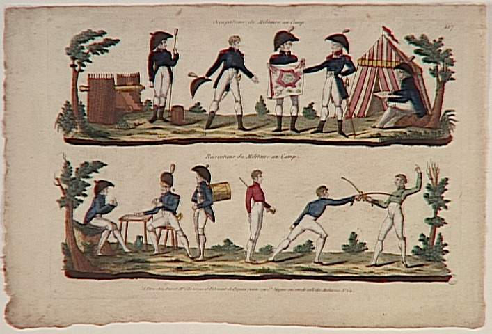 OCCUPATIONS DU MILITAIRE AU CAMP. / RECREATIONS DU MILITAIRE AU CAMP (titre inscrit)