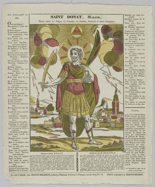 SAINT DONAT, MARTYR / PATRON CONTRE LES ORAGES, LES TEMPETES, LES FOUDRES, TONNERRES ET AUTRES INTEMPERIES (titre inscrit)