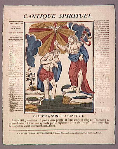 CANTIQUE SPIRITUEL. / ORAISON A SAINT JEAN BAPTISTE (titre inscrit)