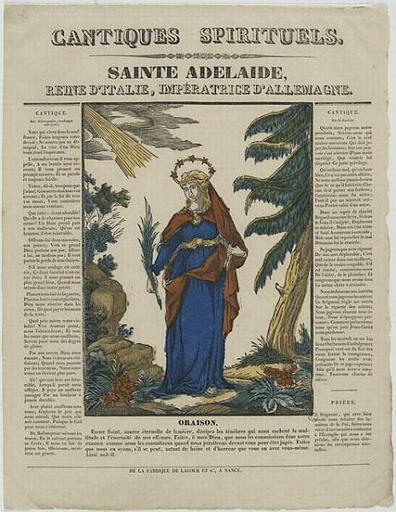 CANTIQUES SPIRITUELS. / SAINTE ADELAIDE, / REINE D'ITALIE, IMPERATRICE D'ALLEMAGNE (titre inscrit)