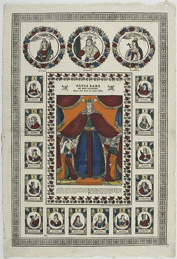 NOTRE DAME / DE BON SECOURS (titre inscrit, français, allemand, gothique)