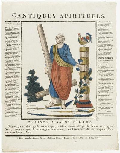 CANTIQUES SPIRITUELS.ORAISON A SAINT PIERRE. (titre inscrit)