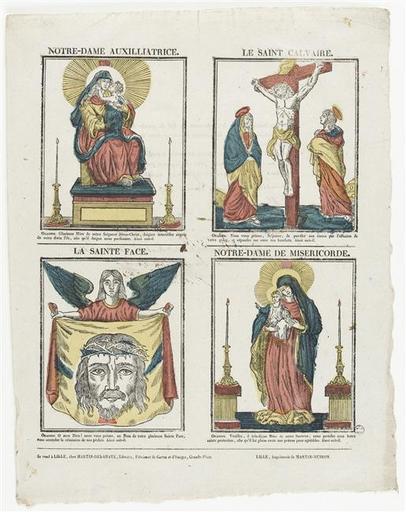 Planche de saintetés (Notre Dame Auxiliatrice. . . Notre Dame de Miséricorde) (titre factice)