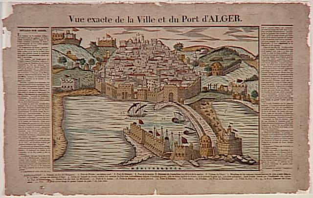 VUE EXACTE DE LA VILLE ET DU PORT D'ALGER. (titre inscrit)