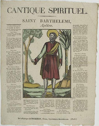 CANTIQUE SPIRITUEL. / SAINT BARTHELEMI, / Apôtre (titre inscrit)
