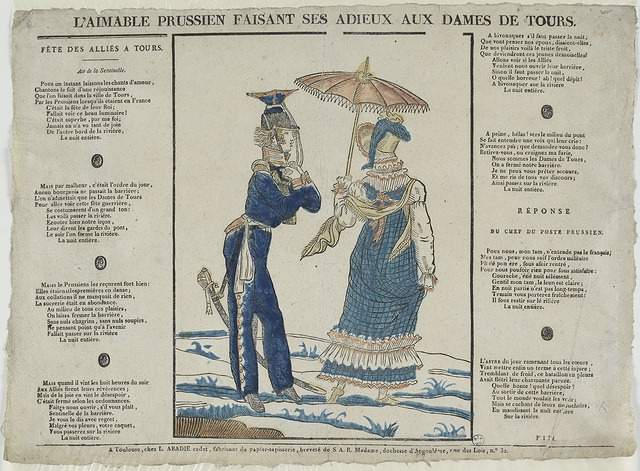 L'AIMABLE PRUSSIEN FAISANT SES ADIEUX AUX DAMES DE TOURS (titre inscrit)