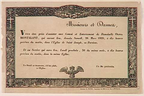 Faire part mortuaire (titre factice)