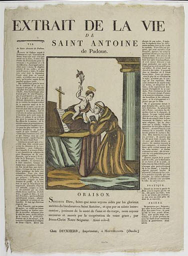 EXTRAIT DE LA VIE / DE / SAINT ANTOINE / DE PADOUE. (titre inscrit)
