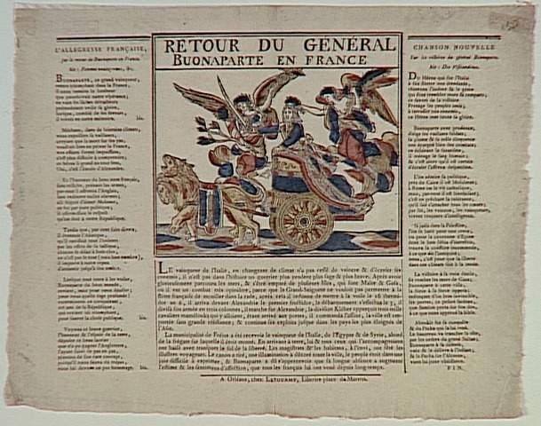 RETOUR DU GENERAL / BUONAPARTE EN FRANCE (titre inscrit)