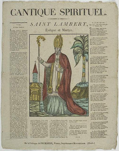 CANTIQUE SPIRITUEL. / SAINT LAMBERT, / Evêque et Martyr (titre inscrit)