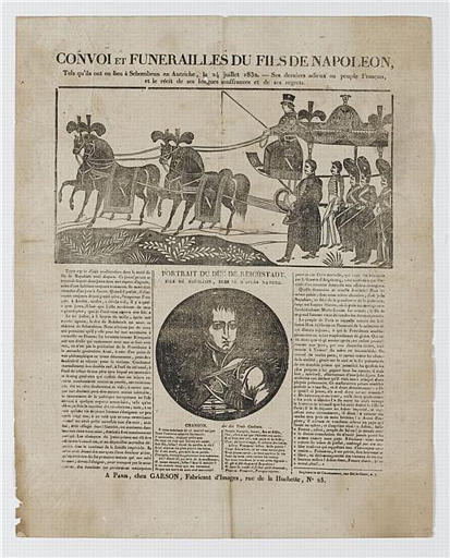 CONVOI ET FUNERAILLES DU FILS DE NAPOLEON (titre inscrit)