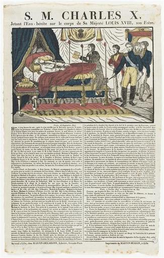 S. M. CHARLES X, / Jetant l'Eau-bénite sur le corps de Sa Majesté LOUIS XVIII, son frère (titre inscrit)