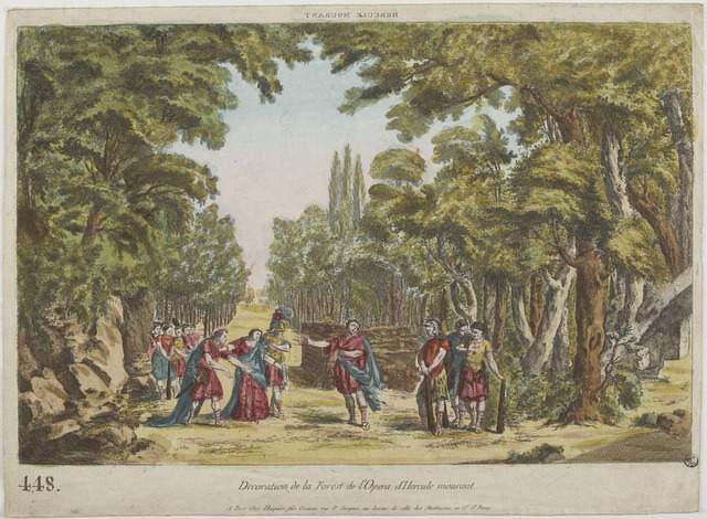HERCULE MOURANT (titre inscrit, en caractères inversés) ; Decoration de la Forest de l'Opera d'Hercule mourant (titre inscrit)