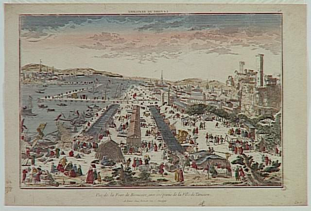 LA FOIRE DE BEAUCAIRE (titre inscrit, en caractères inversés) / Vue de la Foire de Beaucaire, avec une partie de la Ville de Tarascon. (titre inscrit)