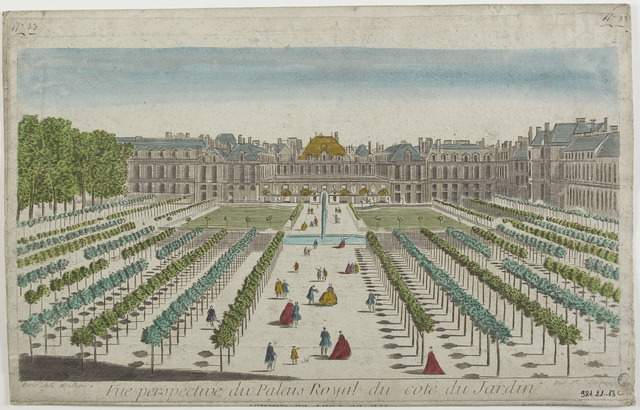 Vue perspective du Palais Royal du coté du Jardin (titre inscrit)