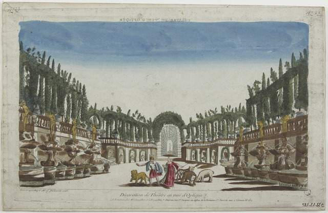 THEATRE EN VUE D'OPTIQUE (titre inscrit, en caractères inversés) / Décoration de Théâtre en vuë d'Optique. (titre inscrit)