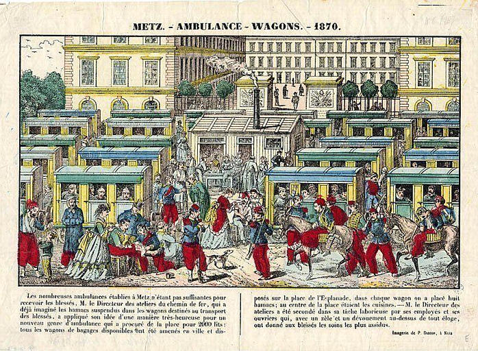 METZ. -AMBULANCE.-WAGONS. -1870 (titre inscrit)