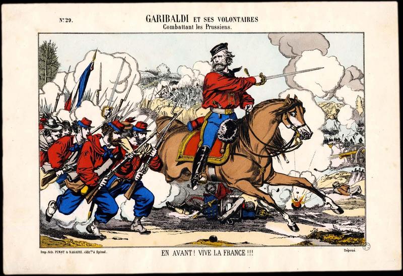 GARIBALDI ET SES VOLONTAIRES / Combattant les Prussiens (titre inscrit)