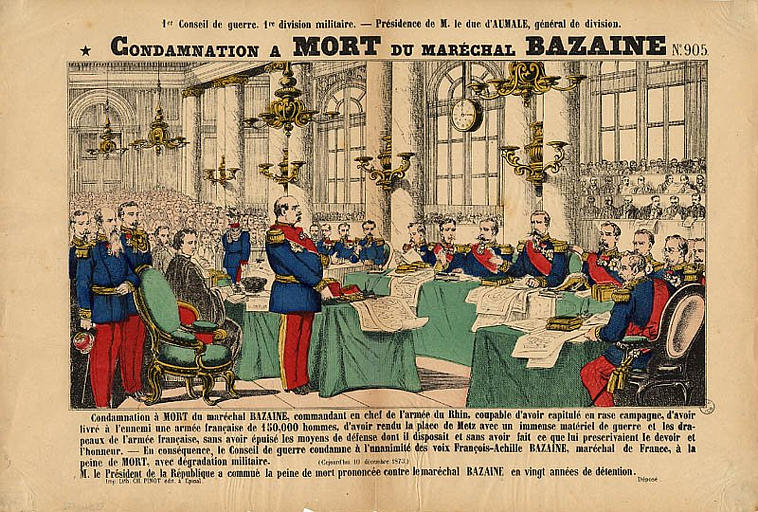 CONDAMNATION A MORT DU MARECHAL BAZAINE (titre inscrit)