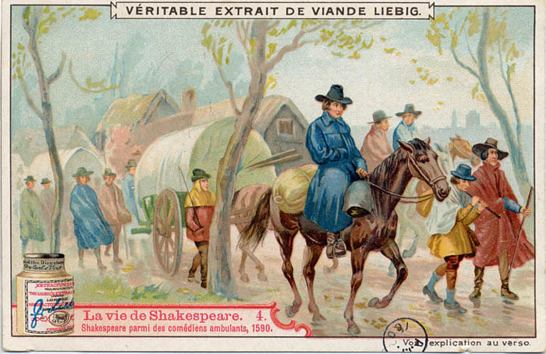 LA VIE DE SHAKESPEARE / 4 SHAKESPEARE PARMI DES COMEDIENS AMBULANTS, 1590 (titre inscrit)