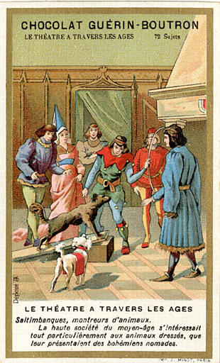 LE THEATRE A TRAVERS LES AGES / Saltimbanques, montreurs d'animaux. / La haute société (...) bohémiens nomades (titre inscrit)