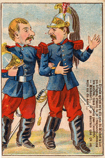 -D'puis qu'on m'a dit que St-Michel a tué / un dragon, c'saint la je l'respecte...comme / les autres, mais j'peux pas l'souffrir. / -Malheur!...si je saurais que çà en / soye un du 4me!. (titre inscrit)