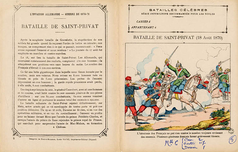 BATAILLES CÉLÈBRES / SÉRIE INSTRUCTIVE RECOMMANDÉE POUR LES ÉCOLES / BATAILLE DE SAINT-PRIVAT (titre inscrit)
