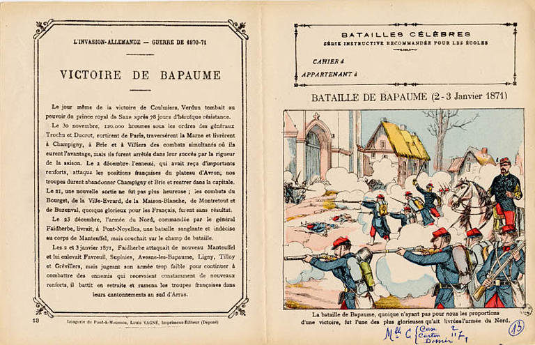 BATAILLES CÉLÈBRES / SÉRIE INSTRUCTIVE RECOMMANDÉE POUR LES ÉCOLES / BATAILLE DE BAPAUME (titre inscrit)