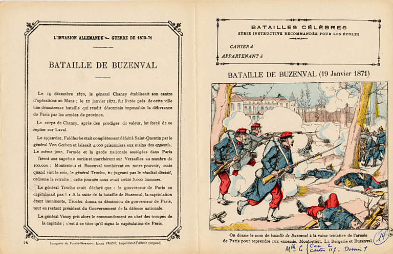 BATAILLES CÉLÈBRES / SÉRIE INSTRUCTIVE RECOMMANDÉE POUR LES ÉCOLES / BATAILLE DE BUZENVAL (19 Janvier 1871) (titre inscrit)
