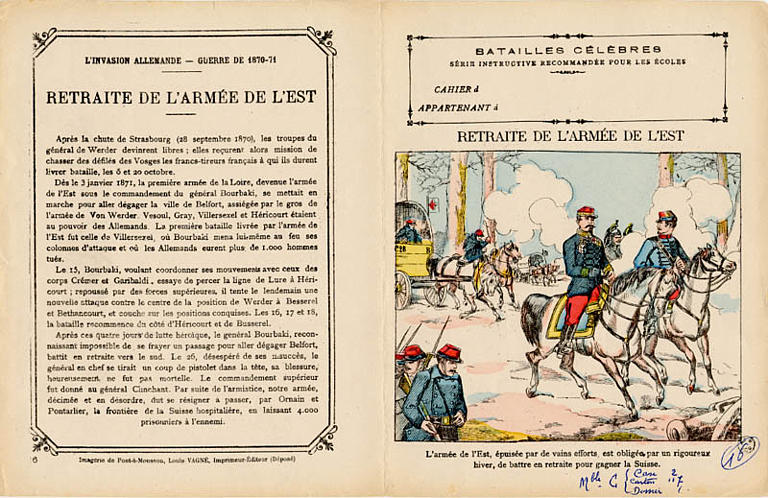 BATAILLES CÉLÈBRES / SÉRIE INSTRUCTIVE RECOMMANDÉE POUR LES ÉCOLES / RETRAITE DE L'ARME DE L'EST (titre inscrit)
