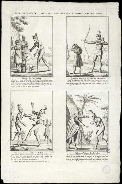 MOEURS ET USAGES DES INDIENS DE LA TRIBU DES OSAGES, ARRIVÉS EN FRANCE en 1827 (titre inscrit)
